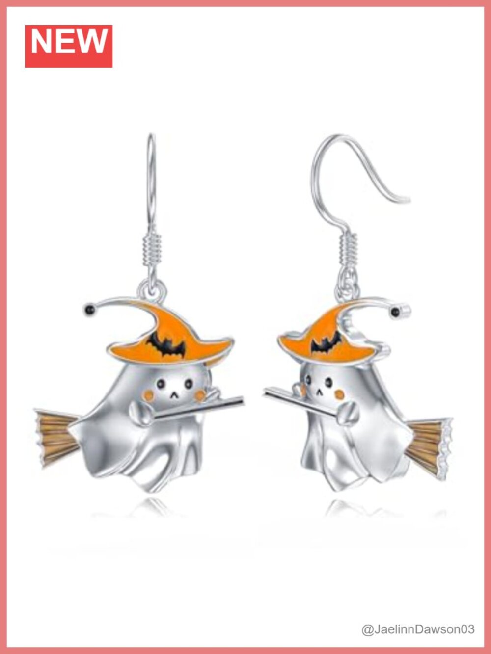 Sterling Silver Ghost Dangle Drop Earrings Halloween Jewelry Gift for Women